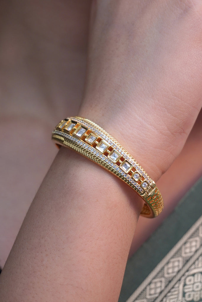 American Diamonds CZ Designer Gold Tone Bracelet