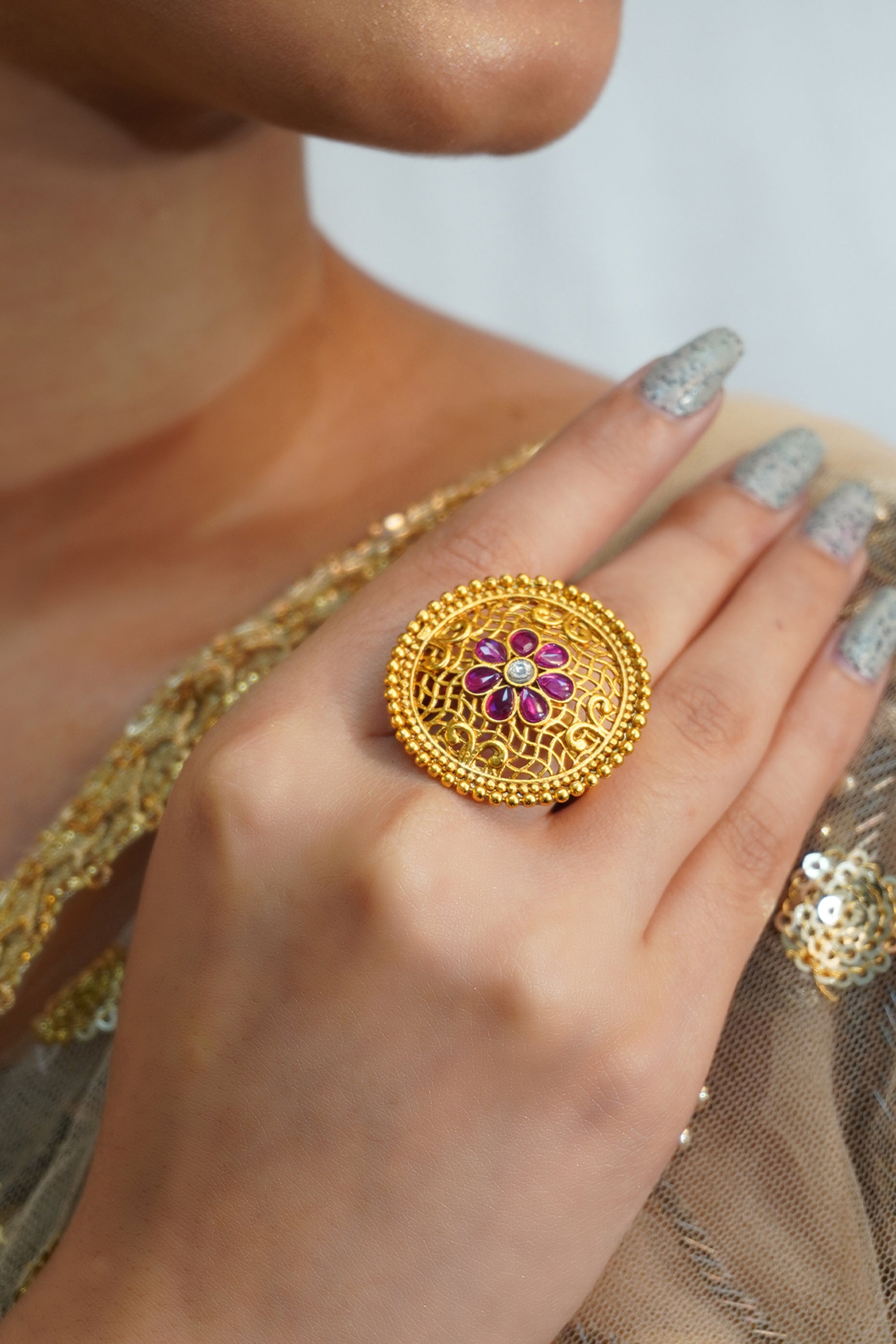 Wedding Gold Ring Makers Traditional Gold Plated Pink Wedding Ring