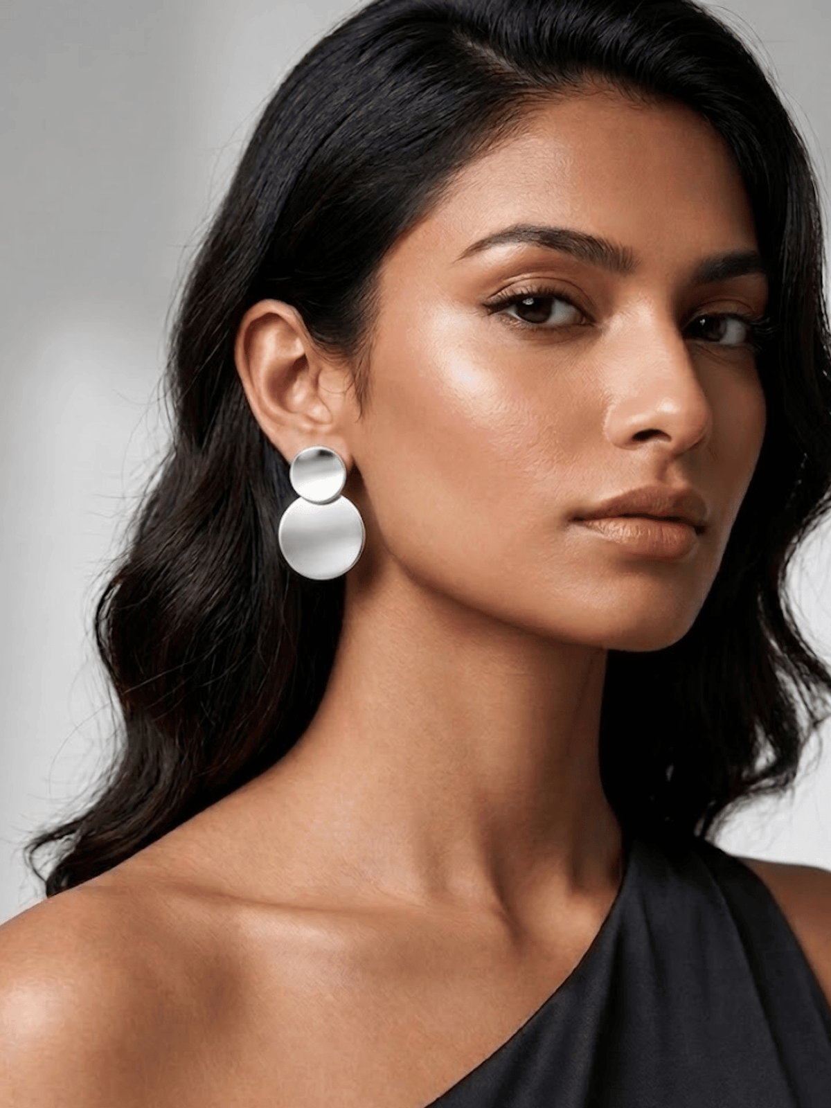 Silver Glossy Earrings for Women