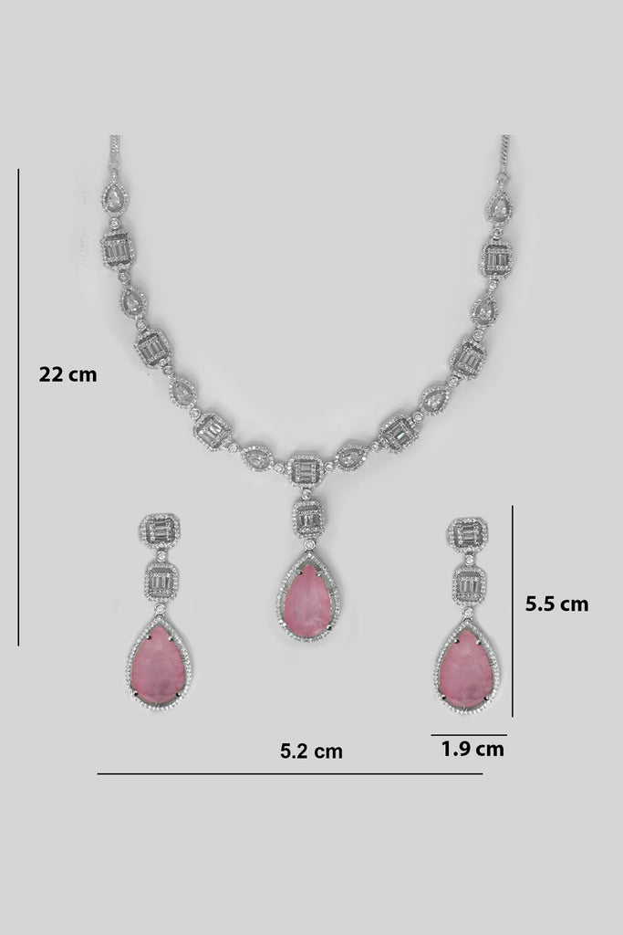 Pink American Dimond Necklace Set