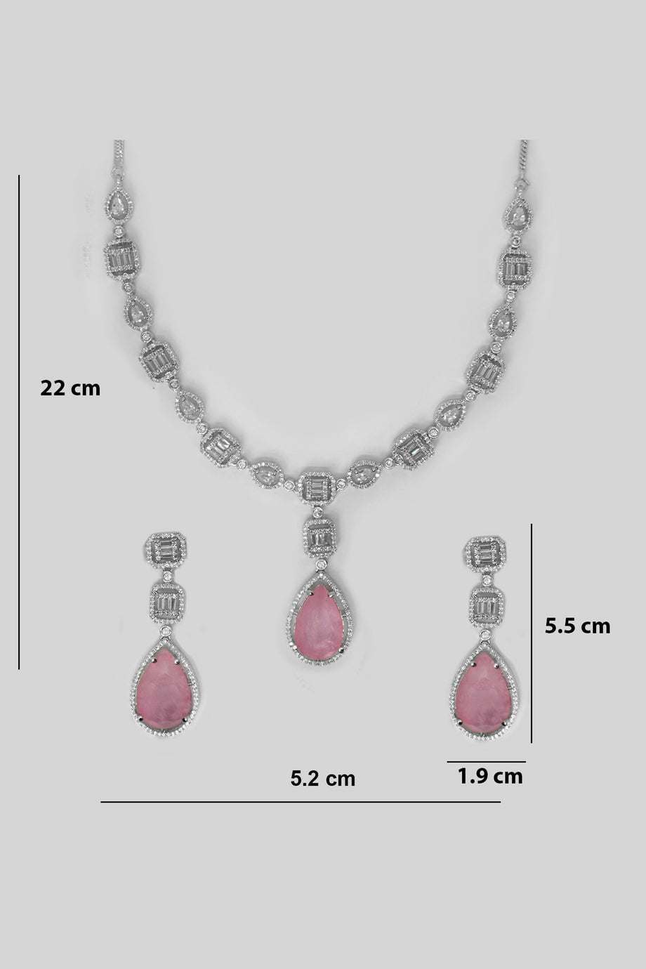 Buy Women's Women Pink Diamond Necklace Set with Earrings, Bracelet and  Jewellery (TF-CP-7) (Silver) at Amazon.in