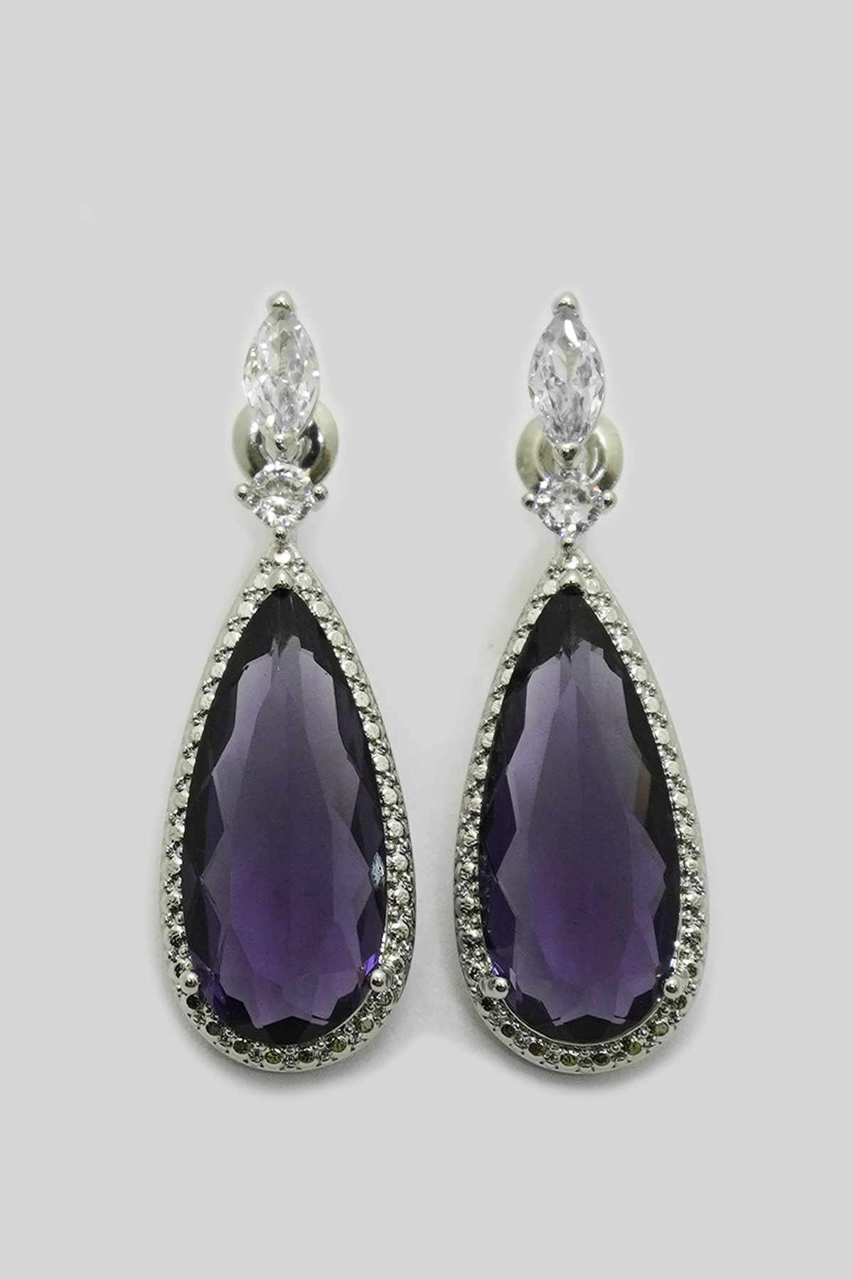 Purple Swarovski Crystals Dangler Earrings
