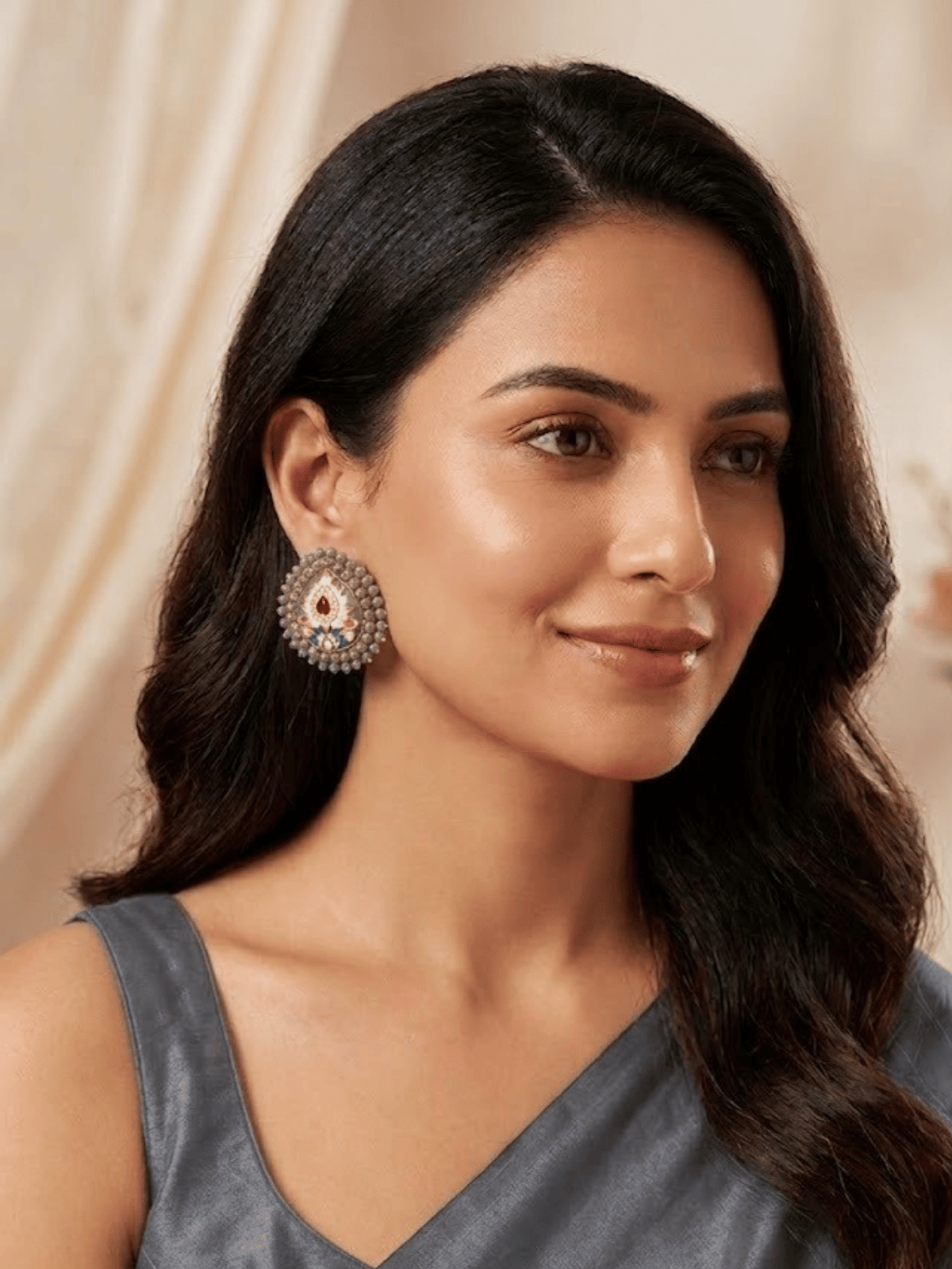 Handcrafted Kundan Bead Lava Earring