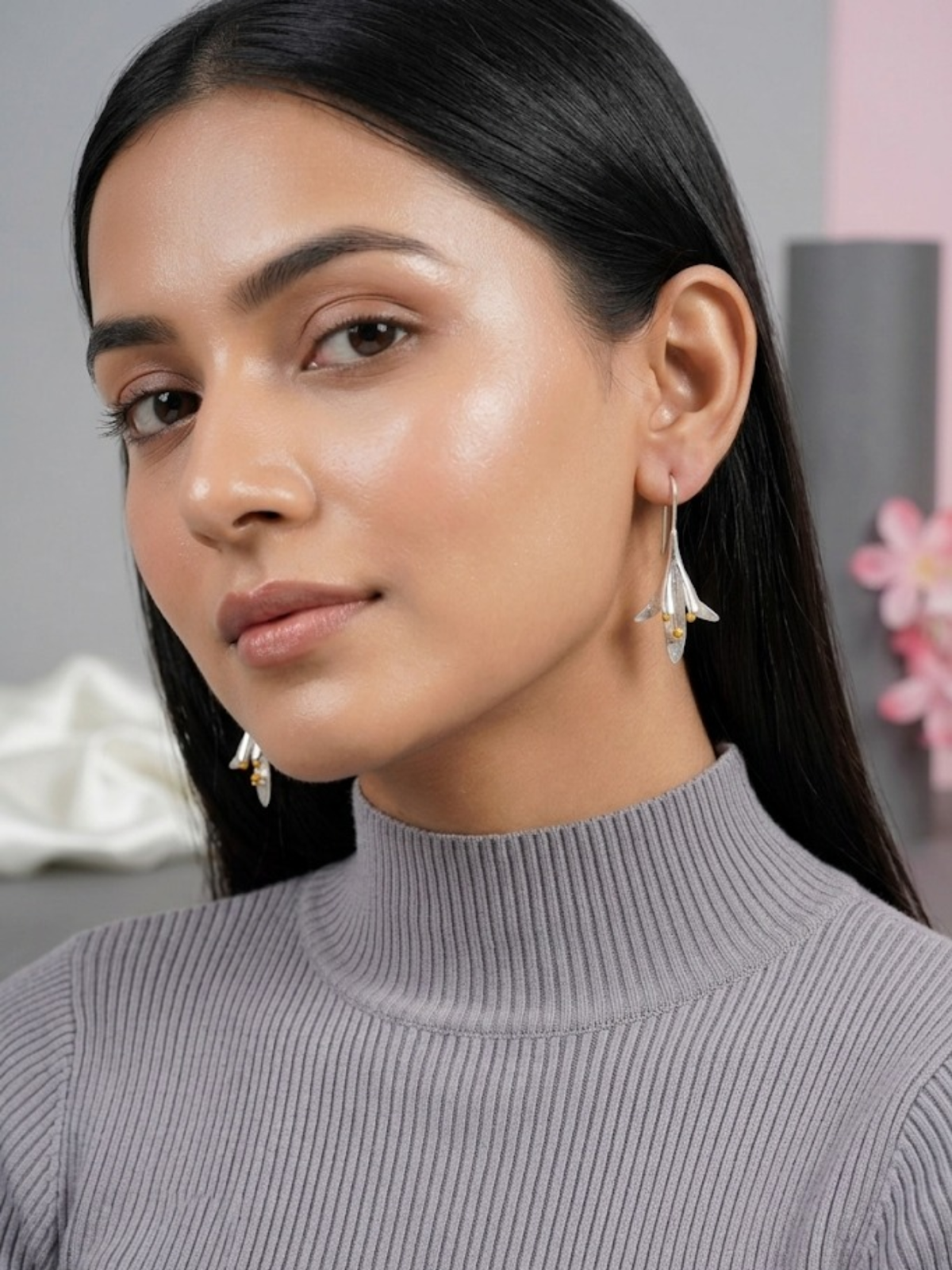 Delicate Tulip Silver Earrings