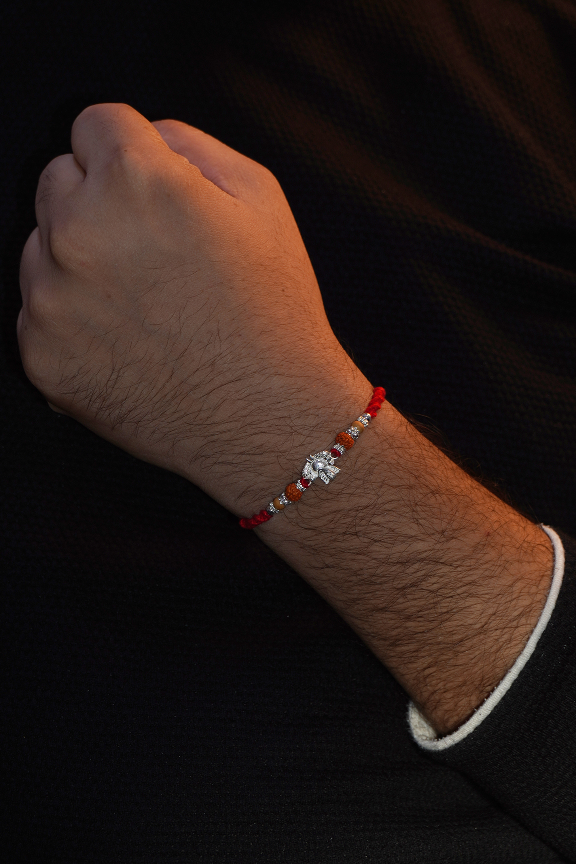 925 Sterling Silver Rakhi with Beads - Brother Silver Rakhi Designs