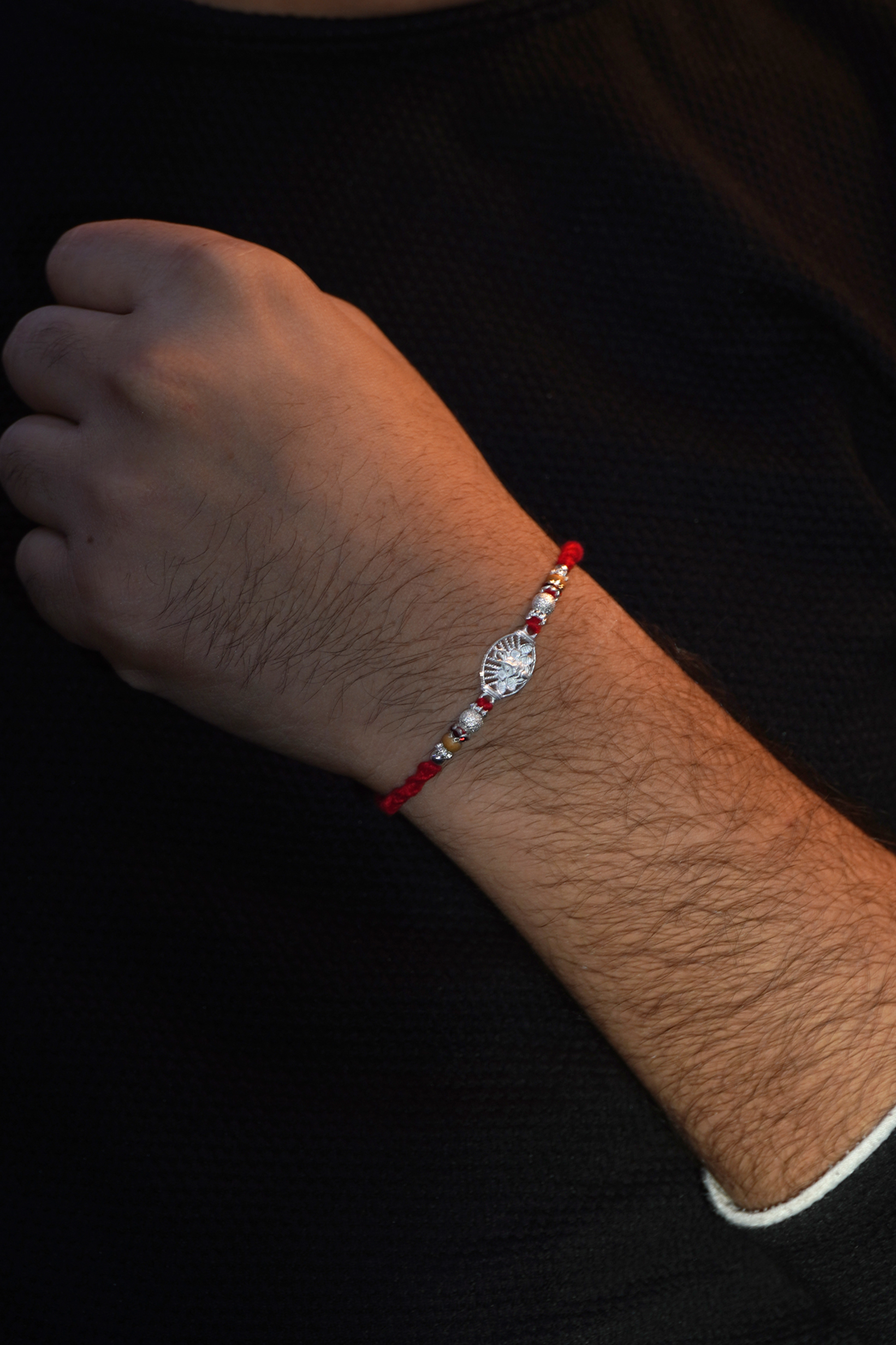 Sterling Silver Combo Rakhi with Rudraksh Beads