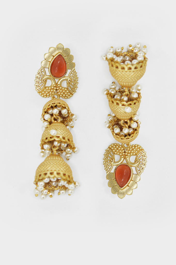 Three Layer Jhumka Earrings Online - Big Jhumkas for Wedding
