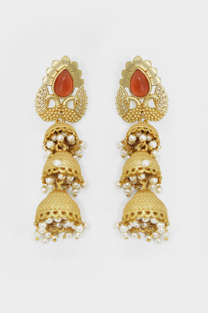 Three Layer Jhumka Earrings - Bridal Jhumkas Online Shopping