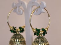Green Gold Plated Hoops Earring