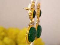 Phthalo Green Onyx Gold Plated Kundan Earring