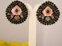 Handcrafted Kundan Bead Jade Earring - Buy Earrings online at best prices in India