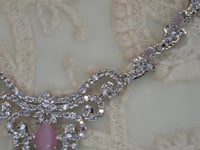 American Diamond Rhodium Mauvelous Pendant Necklace Set - Necklace online