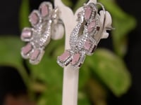 Dancing Peacock Rhodium Plated Pink Stone Studded Earring - Earrings