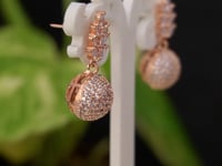 White Stone American Diamond Rose Gold Plated Earring