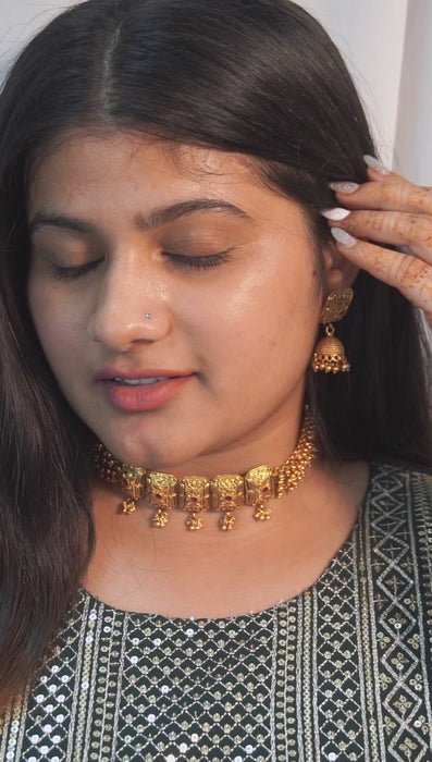 24K Gold Plated Necklace Set with Earrings