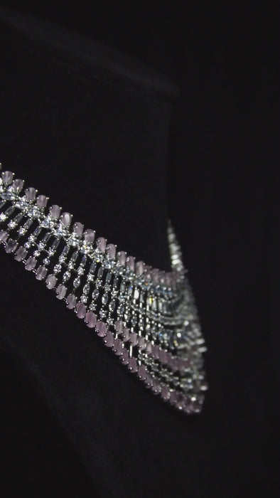 Pink American Diamond Necklace Set - Maharani Haar