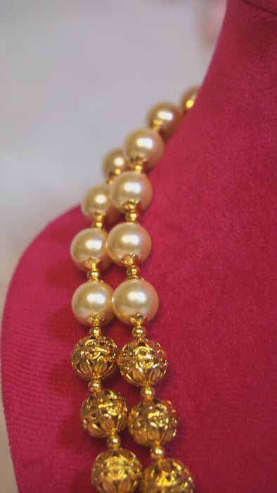 24K Gold Plated Matar Mala with Pearls - Traditional Necklace Online