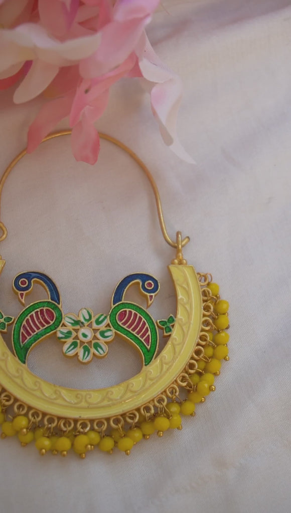 Lemon Peacock Chandbali Hoops Earring - Earrings for Girls