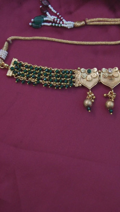 Green Traditional Choker Necklace Set
