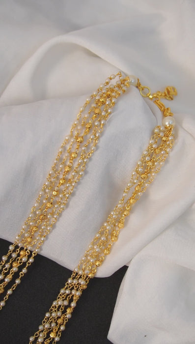 Classy 18k Gold Plated Necklace with White Beads - Niscka