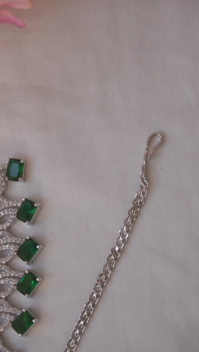 Luxury Green Emerald American Diamond Necklace