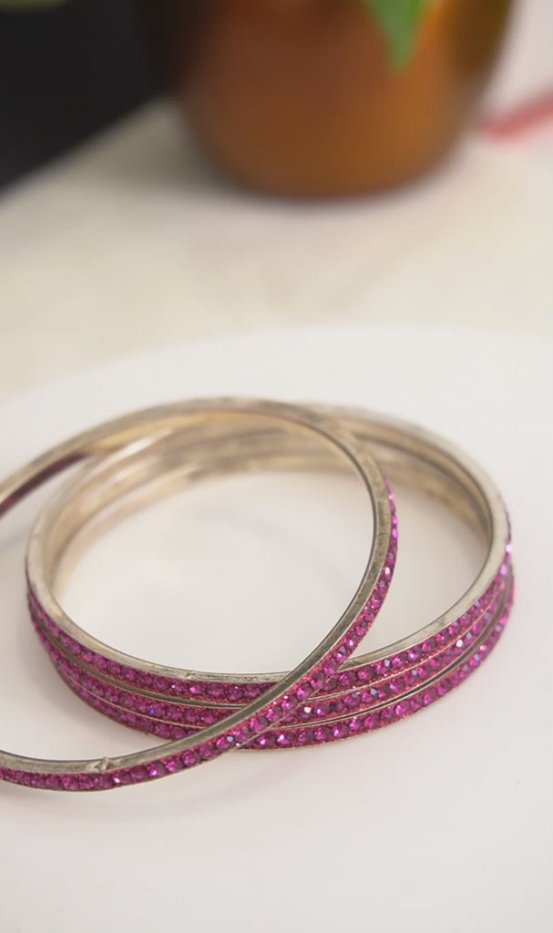 Pink Stone Crystal Bangles - Latest Design Bangles 