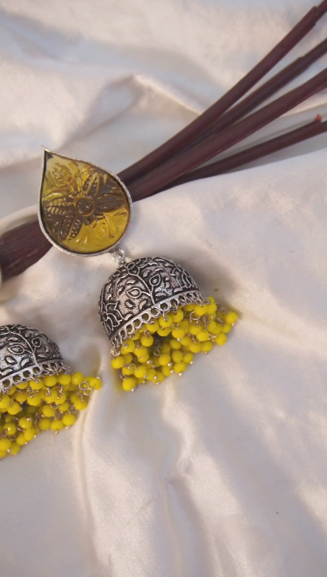 MAHI JHUMKA EARRINGS - YELLOW – The Shopping Tree