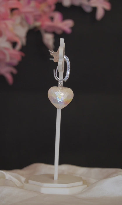 Fluorescent Heart Drop Zirconia Earrings - Earrings