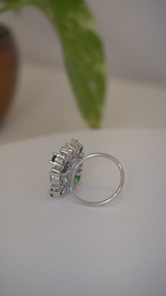 American Diamond Zirconia Stone Studded Ring (Green) - Ring (jewellery)