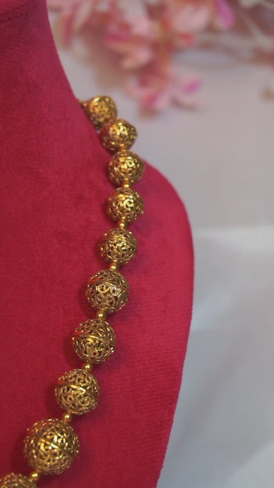 24K Gold Plated Matar Mala with Earrings