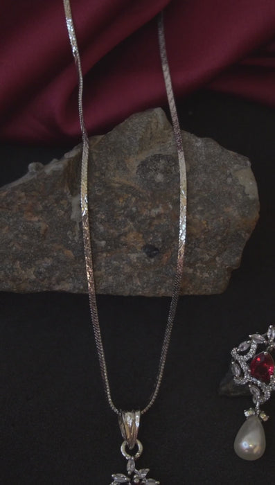 Pearl Pendant and Earrings American Diamond Set - American Diamond Jewellery