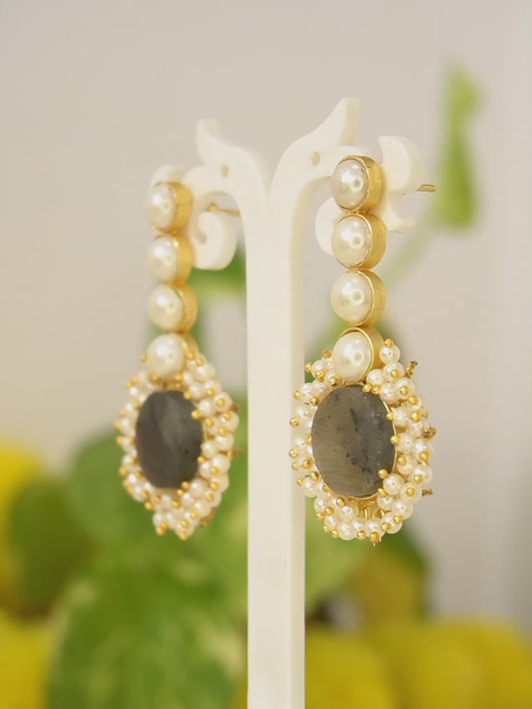 Kundan Statement Designer Jhumka Earrings - Black | FashionCrab.com
