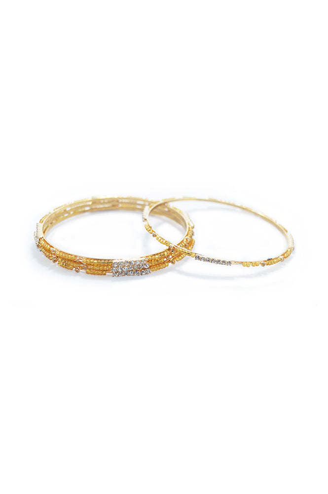 Gold Plated Stones and Beads Bangles - Niscka