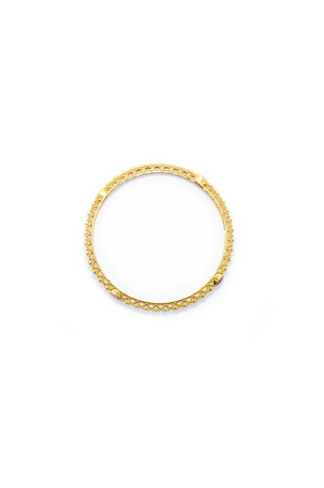 Ruby and Pearl Gold Plated Bangles Online - Fancy bangles online shopping