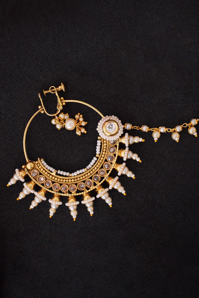 Pearl Bridal 18K Gold Plated Nathiya - Artificial Nathiya