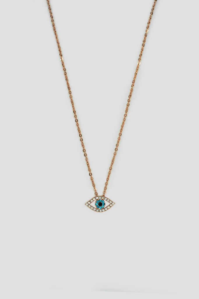 Evil Eye Pendant with Gold Plated Chain - Gold Chain for Women