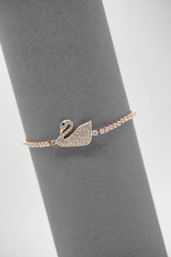 Rose Gold Swan with American Diamonds for Girls - American Diamond Bracelets