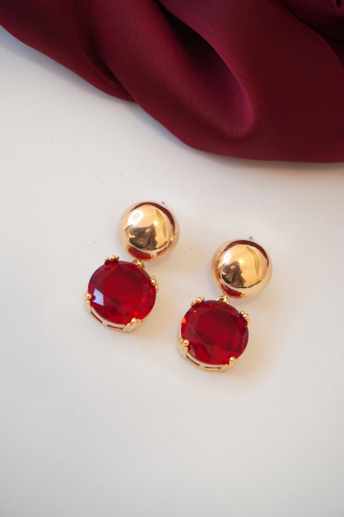 Red Stone Drop Earrings - Earrings For Women