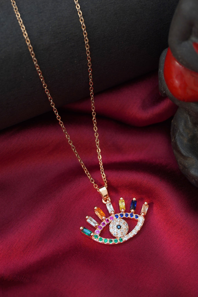 Rose Gold Evil Eye Pendant - Pendant Necklace