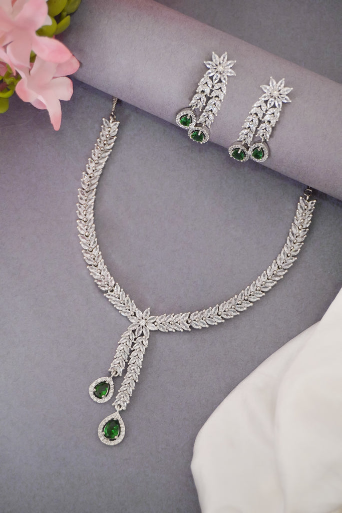 Vogue Necklace Set Marquise American Diamonds - American Diamond Jewellery