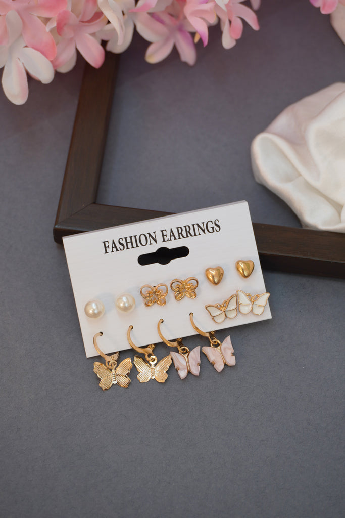Combo Set of 6 Gold Plated Earrings