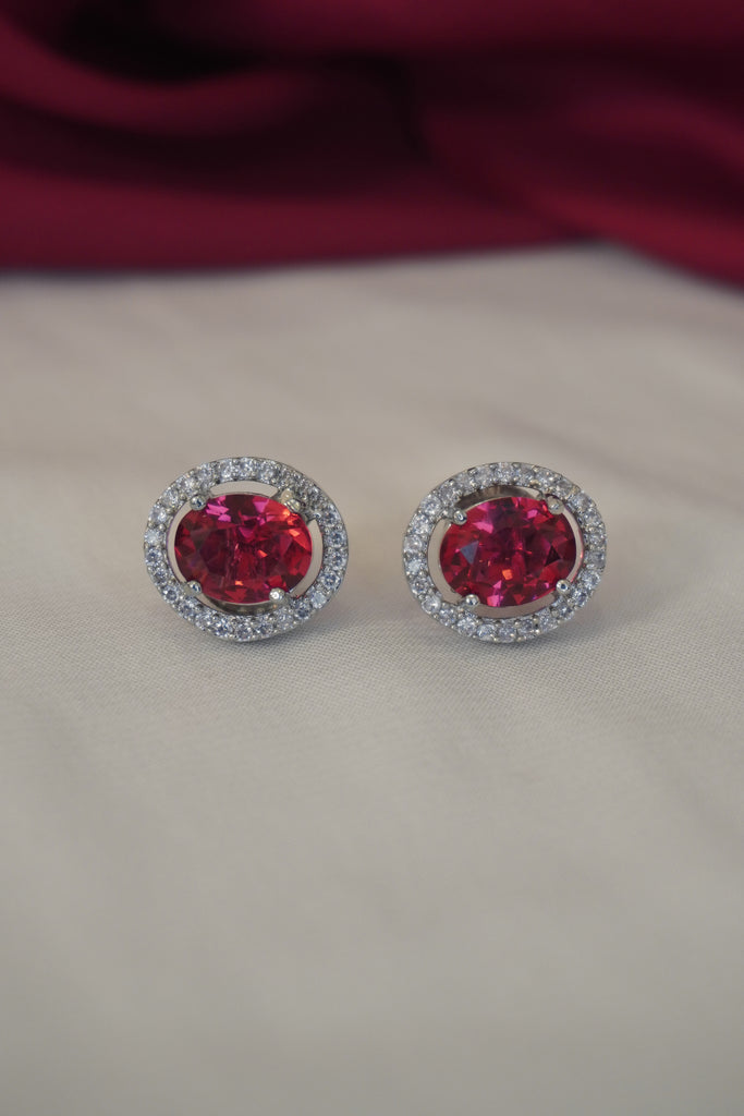 Red American Diamond Stud Earring - Cute Earrings - Earrings for Girls under 500