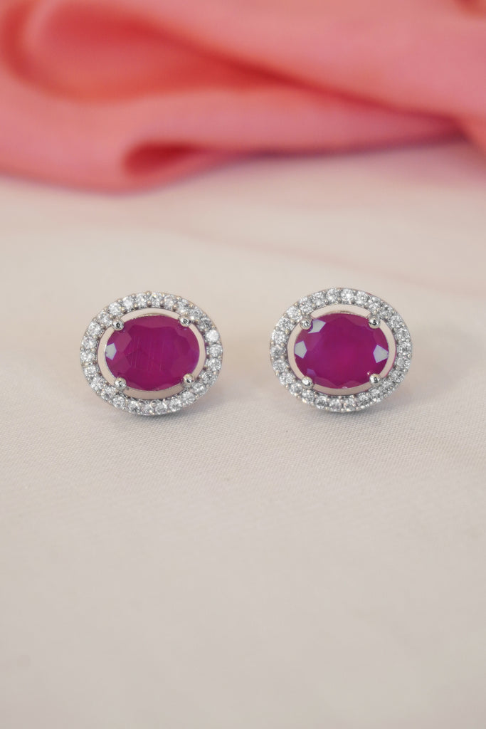 Hibiscus Red American Diamond Stud Earring - Buy American Diamonds Earrings online in India