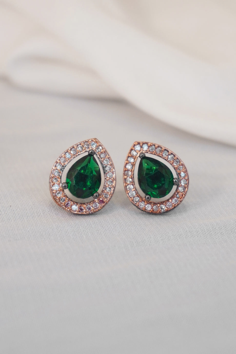 Dark Green and Pearl Drop Glaze Earrings - Chloe Dao