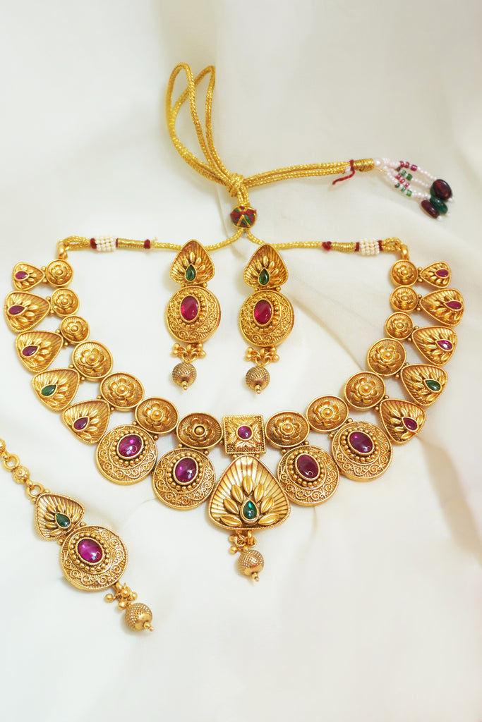 Gold Plated Necklace Set - Wedding Necklace