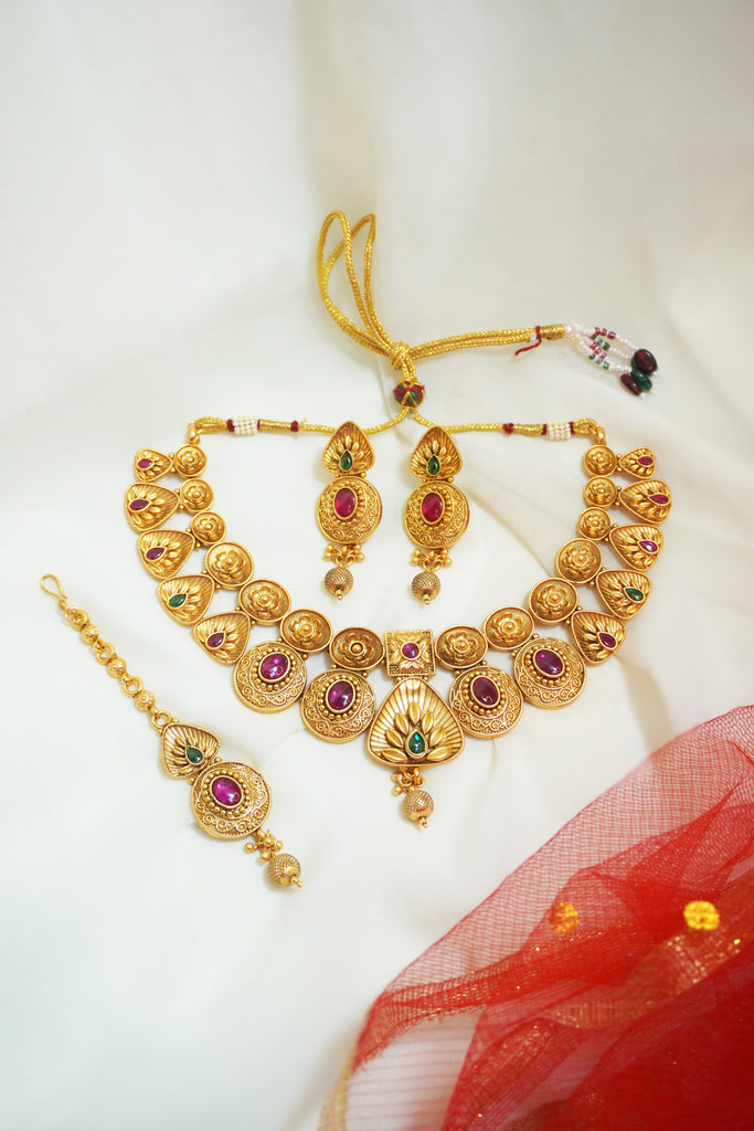Gold Plated Necklace Set - Gold Necklace for Wedding