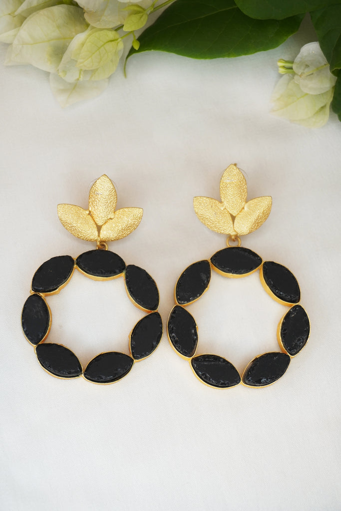 Leaf Charm Black Onyx Earrings - Buy Onyx Earrings online in India 
