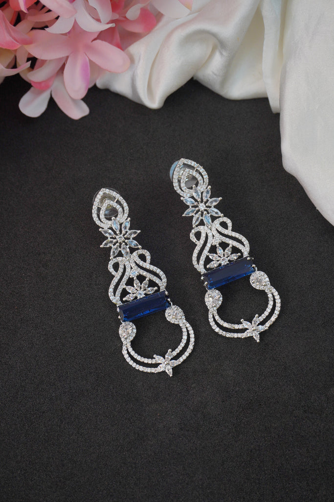 Long Pandora Earrings with Blue Stone