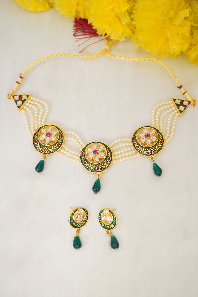 Off-White Kundan Choker Necklace Set - Necklace Pics - Buy Indian Choker Necklace Online For Women