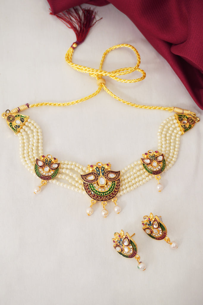Kundan Choker Necklace Set - Party Wear Necklace Designs - Traditional Choker Necklace online